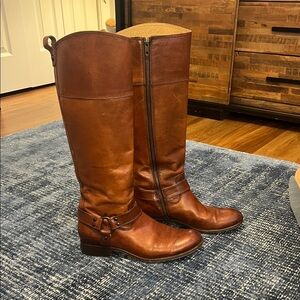 Frye Melissa Harness Leather Knee-High Boots color redwood